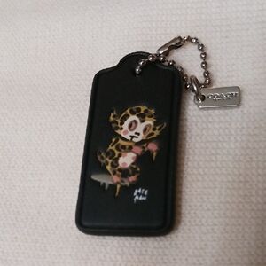 Coach Black Keychain with Leopard Bear Design